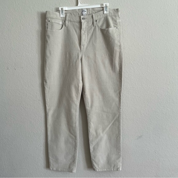 J crew woman straight leg high rise ribbed pant 32 beige cotton casual soft - Picture 2 of 9